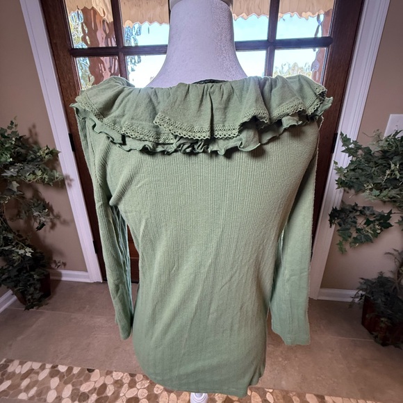 Lauren Ralph Lauren long Sleeve Ruffle V-Neck L Preppy Feminine Fall Renaissance - Picture 4 of 5